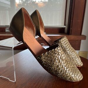 Either/Or Olive Woven Leather Mules